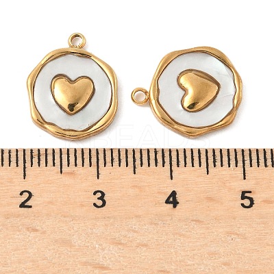 304 Stainless Steel Pave Natural Shell Pendants STAS-F319-02B-G02-1