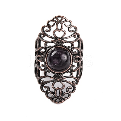 Natural Amethyst Retro Finger Rings RJEW-B067-02R-28-1