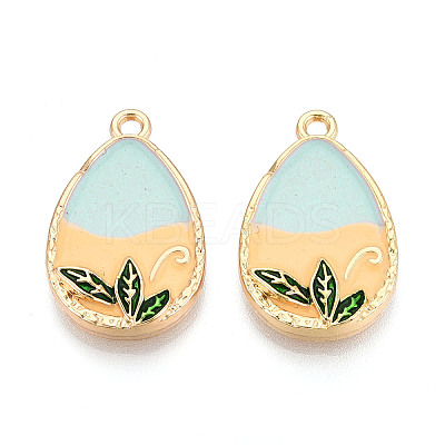 Rack Plating Alloy Enamel Pendants ENAM-N066-01KCG-1
