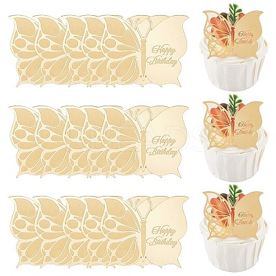 21Pcs Birthday Theme Mirror Effect Acrylic Birthday Cupcake Insert Card Decoration AJEW-SP0001-73B-1