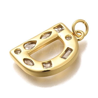 Brass Micro Pave Clear Cubic Zirconia Pendants KK-G521-01G-D-1