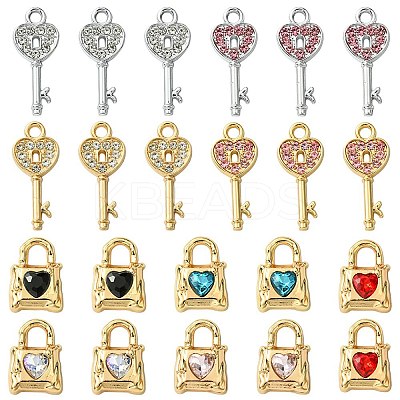12Pcs 5 Styles Alloy Rhinestone Pendants FIND-FS0002-08-1