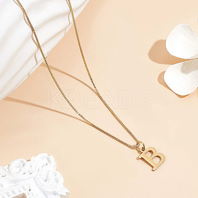 1pc 304 Stainless Steel Letter Pendant Necklaces NJEW-LP0001-38B-G-1