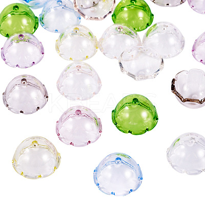 28Pcs 7 Colors Transparent Acrylic Bead Caps OACR-TA0004-02-1