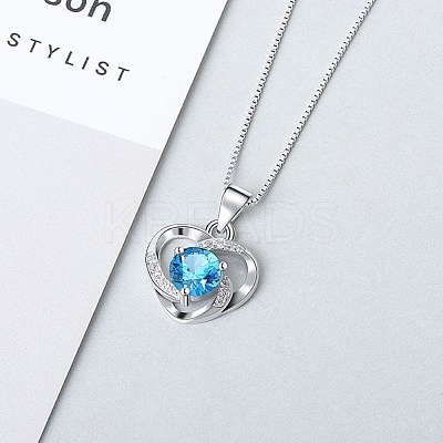 Anti-Tarnish Rhodium Plated 925 Sterling Silver Pendants ZIRC-BB50406-D-1