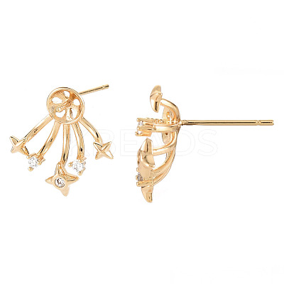 Brass Micro Pave Clear Cubic Zirconia Earring Findings KK-S356-434-NF-1