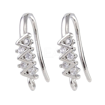 Brass Micro Pave Cubic Zirconia Earring Hooks KK-U008-11P-1