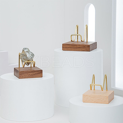 2Pcs 2 Style Brass Crystal Mineral Display Easels ODIS-FG0001-47-1