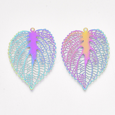 Ion Plating(IP) 201 Stainless Steel Filigree Pendants X-STAS-S108-36-1