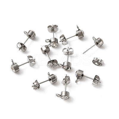 304 Stainless Steel Stud Earrings Findings STAS-WH0029-44C-P-1