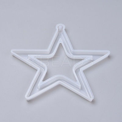 Christmas Hollow Star DIY Pendant Silicone Molds X-DIY-I034-07-1
