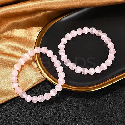 Dyed Natural Selenite Round Beaded Stretch Bracelets for Women G-U005-02L-1