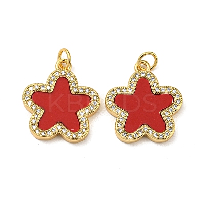Brass Micro Pave Cubic Zirconia with Synthetic Turquoise Pendants KK-K356-24D-G-1