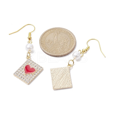 Alloy Crystal Rhinestone Rectangle with Heart Dangle Earrings EJEW-JE05491-02-1