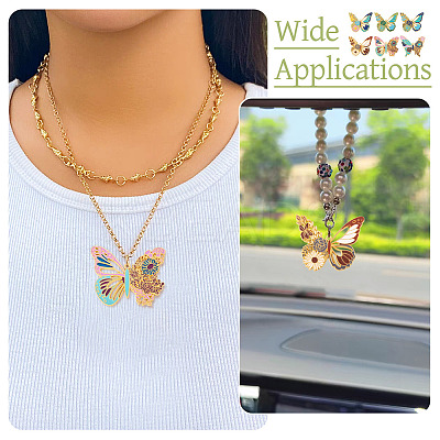 6Pcs 6 Styles Rack Plating Alloy Enamel Big Pendants ENAM-TA0002-76-1