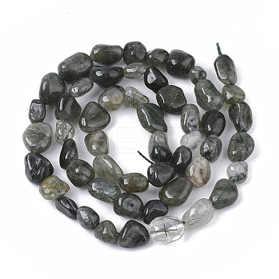 Natural Green Rutilated Quartz Beads Strands G-S363-028D-1