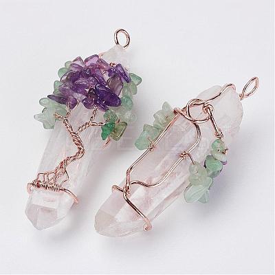 Natural Quartz Crystal Big Pointed Pendants G-P245-01-1