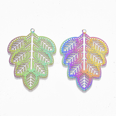 Ion Plating(IP) 201 Stainless Steel Filigree Pendants X-STAS-S108-101-1
