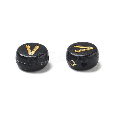 Plating Opaque Acrylic Beads OACR-R005-03V-1