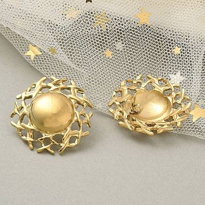 Ion Plating(IP) 304 Stainless Steel Flat Round Stud Earrings for Women EJEW-M089-05G-1