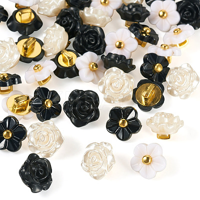 40Pcs 2 Styles 1-Hole ABS Plastic Buttons BUTT-TA0001-32-1