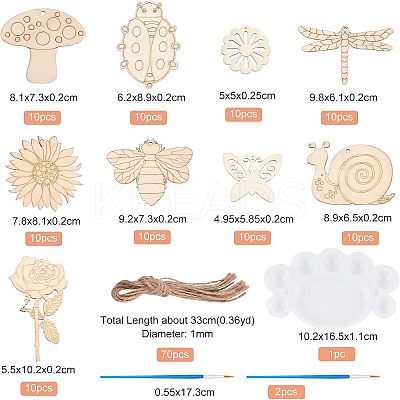 90Pcs 9 Styles Wood Cutouts Ornaments WOOD-NB0005-15-1