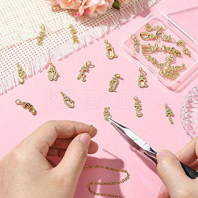 26Pcs 26 Styles Brass Micro Pave Cubic Zirconia Pendants KK-CJ0002-50-1