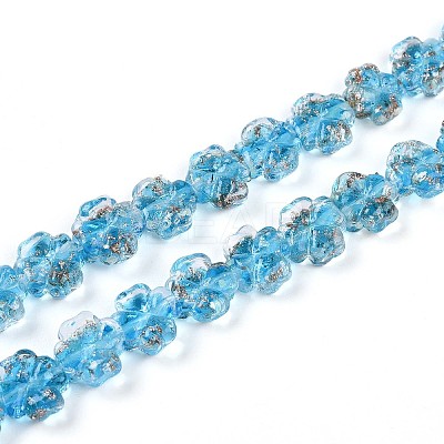 Luminous Handmade Gold Foil Glass Beads Strands FOIL-N029-01G-1
