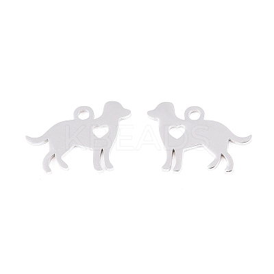 Non-Tarnish 304 Stainless Steel Puppy Silhouette Charms STAS-Q201-T086-1