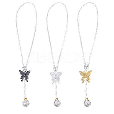 Brass Micro Pave Cubic Zirconia Butterfly Pendant Decorations HJEW-DR00024-1