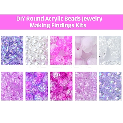 DIY Round Acrylic Beads Jewelry Making Findings Kits DIY-FS0007-04-1