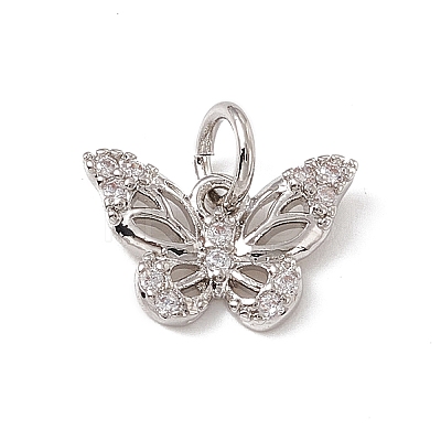 Brass Micro Pave Cubic Zirconia Charms ZIRC-F132-14P-1