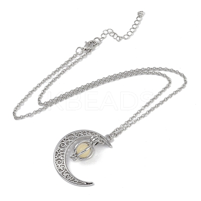 Alloy Resin Moon Pumpkin Pendants Necklaces LS-NJEW-S417-01C-1