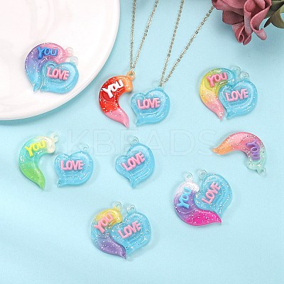 10 Sets Gradient Color Opaque Resin Pendants RESI-SZ0001-91G-1