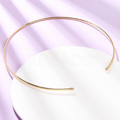 2MM 201 Stainless Steel Wire Cuff Choker Necklace NJEW-Z098-03G-1
