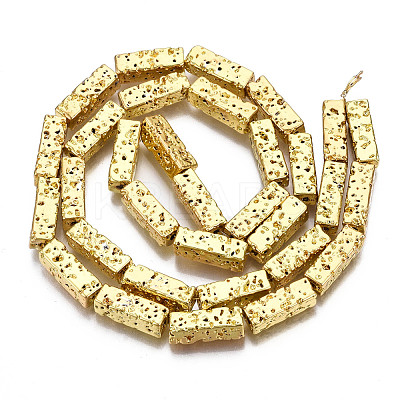 Electroplated Natural Lava Rock Beads Strands G-T114-63G-1