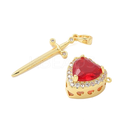 Brass Micro Pave Cubic Zirconia Pendant Sets KK-S507-18G-1