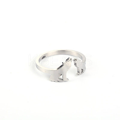 Stylish Adjustable 304 Stainless Steel Wolf Cuff Rings for Women LS-CD3807-8-1