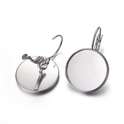 Tarnish Resistant 304 Stainless Steel Leverback Earring Settings LS-X-STAS-F191-03P-18mm-1