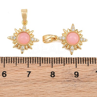 Brass Micro Pave Clear Cubic Zirconia with Rose Quartz Charms KK-CBA2DE6-10G-01-1