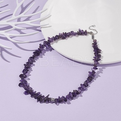 Natural Amethyst Chip Beaded Necklace NJEW-JN03824-03-1