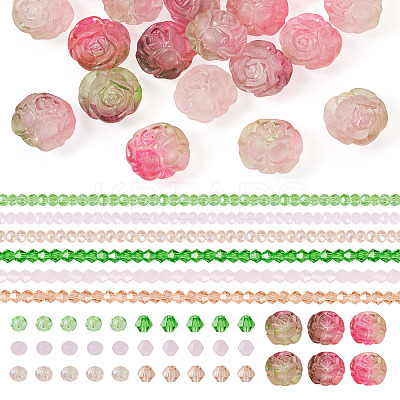 DIY Rose Flower Glass & Acrylic Beads Jewelry Making Finding Kit DIY-TA0010-10-1