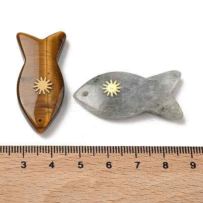 Natural & Synthetic Mixed Gemstone Pendants G-K385-21G-1