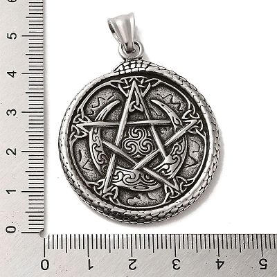 304 Stainless Steel Big Pendants LS-STAS-D091-12AS-1