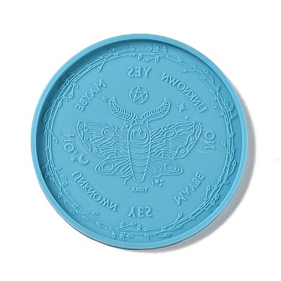 Tarot Theme DIY Flat Round Divination Coaster Food Grade Silicone Molds DIY-G083-02B-1