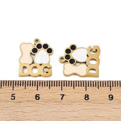 304 Stainless Steel Enamel Pendants STAS-C137-01B-G-1