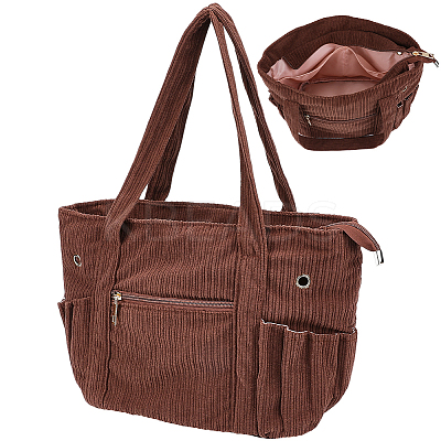 Corduroy Zipper Shoulder Bags for Women AJEW-WH20006-127-1