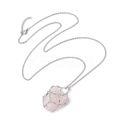 Non-Tarnish 3Pcs 3 Styles 304 Stainless Steel Cable Chain Macrame Pouch Empty Stone Holder Necklace Making NJEW-JN04971-1