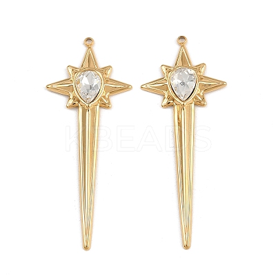 304 Stainless Steel Rhinestone Big Pendants STAS-P410-02G-1