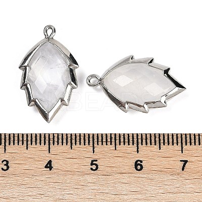 Natural Quartz Crystal Faceted Leaf Pendants G-I375-04P-10-1